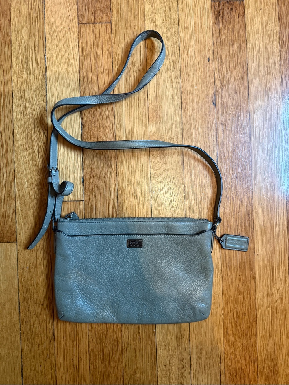 Coach Pebbled Leather Crossbody Bag in Gray
